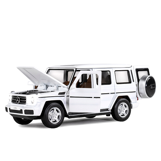ТМ "Автопанорама" Машинка металлическая 1:32 Mercedes-Benz G350d, белый, откр. капот, передние и задняя двери, свет, звук, инерция, в/к 17,5*13,5*9 см в Джамбо Тойз #4