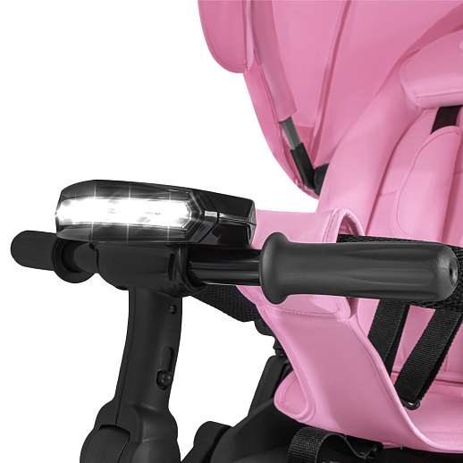 Детский трехколесный велосипед "CITYRIDE LUNAR 2.0". Пятиугольная рама, сиденье 360, складная крыша D600, подножки, надув.колеса 12/10, багажник, сумочка, фара. Цвет розовый в Джамбо Тойз #21