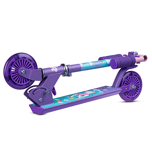 Двухкол. самокат CITYRIDE, ал. 50/50% , t-bar алюм, дека сталь, грипсы 95мм TPR, колеса PVC 120/120 мм, сиреневый с принтом в Джамбо Тойз #3