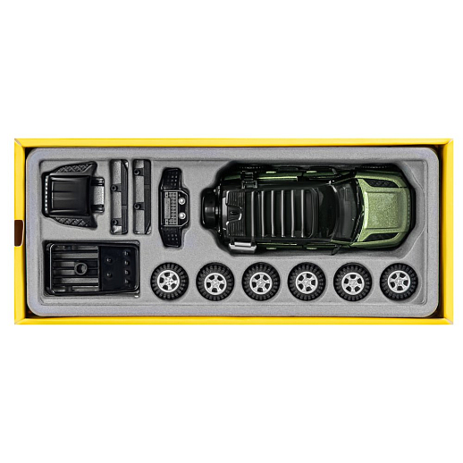 Машинка металлическая 1:43 2020 Land Rover Defender 110, зеленый, тюнинг, откр. двери, свободный ход колес, в/к 23,5*10*4 см в Джамбо Тойз #31
