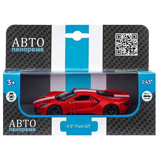 ТМ "Автопанорама" Машинка металлическая 1:40 Ford GT, красный, откр. двери, инерция, в/к 17,5*12,5*6,5 см в Джамбо Тойз #4