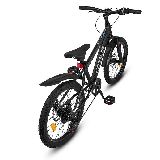 Велосипед CITYRIDE 20", модель CR-B2-12F2, рама сталь, обода двойные алюминий, трансмиссия 1*6 ск, амортизационная вилка, дисковые мех. тормоза цвет серый в Джамбо Тойз #3