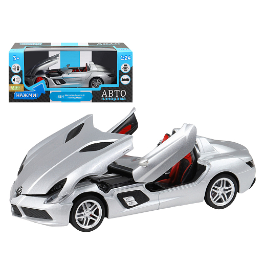 ТМ "Автопанорама" Машинка металл., 1:24 Mercedes-Benz SLR McLaren Stirling Moss, свободный ход колес, откр. двери и капот, свет, звук, в/к 24,5*12,5*10,5 см в Джамбо Тойз