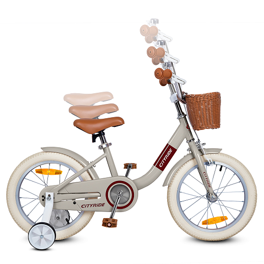 Велосипед двухколесный CITYRIDE, модель CR-B2-09H, рама сталь, колеса алюминий 16", ножной тормоз, балансирные колёса, цвет бежевый в Джамбо Тойз #4