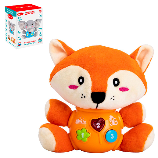 ТМ "Smart Baby" Развивающая мягкая игрушка "Лиса" 17 звуков природы , сказок, мелодий, потешек. Свет в Джамбо Тойз