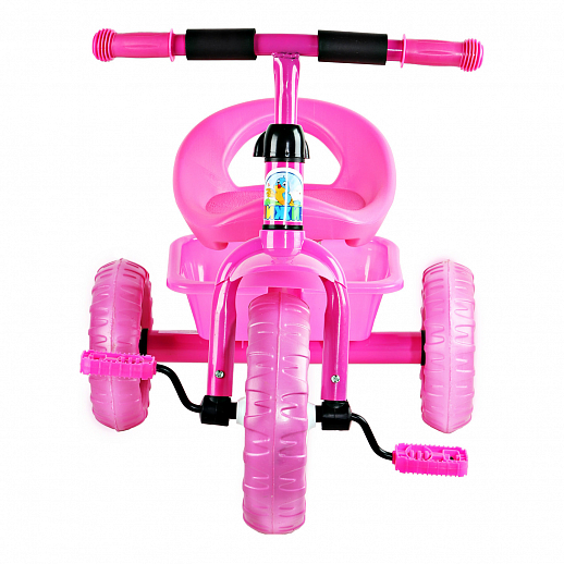 Детский трехколесный велосипед "Чижик" на пластиковых колесах 10/8. Корзинка сзади. Цвет розовый в Джамбо Тойз #4