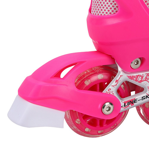 "CITY-RIDE" Комплект (ролики, защита, шлем, конусы 5 шт), переднее колесо со светом, S размер (29-33), ABEC 7, цвет розов в н/сумке в Джамбо Тойз #6