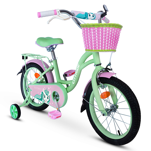 Детский велосипед "City-Ride Tempo". Рама - сталь, стальн. обод 16", шины 2,125, страховочные колеса, корзинка в Джамбо Тойз