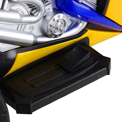 Электромотоцикл детский трёхколёсный на аккумуляторе, USB, MP3, колеса пластик, свет LED. Размер 115*52*77 . Цвет желтый в Джамбо Тойз #7