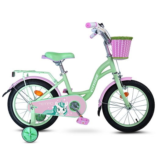 Детский велосипед "City-Ride Tempo". Рама - сталь, стальн. обод 16", шины 2,125, страховочные колеса, корзинка в Джамбо Тойз #2