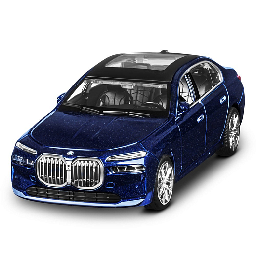 ТМ "Автопанорама" Машинка металлическая, 1:24 BMW I7, голубой, откр. двери и капот, свет, звук, свободный ход колес, в/к 24,5х12,5х10,5 см в Джамбо Тойз #5
