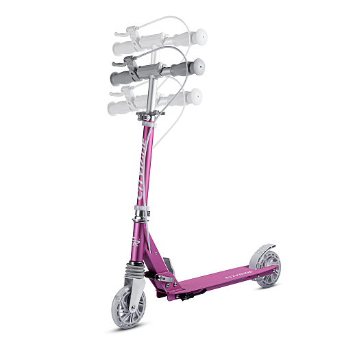 2хкол. самокат CITYRIDE 120MM, ал. 100%. Аморт. передний. Колеса PU 120/120 мм. Подшипники: Abec-9. Грипсы: резина. Хомуты анод, замок на руле. Ручной задний тормоз. Розовый в Джамбо Тойз #14