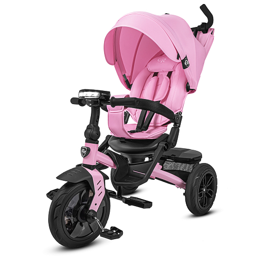 Детский трехколесный велосипед "CITYRIDE LUNAR 2.0". Пятиугольная рама, сиденье 360, складная крыша D600, подножки, надув.колеса 12/10, багажник, сумочка, фара. Цвет розовый в Джамбо Тойз #18