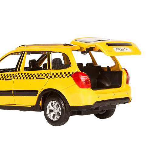 Машинка металлическая Автопанорама, инерционная, коллекционная модель LADA GRANTA CROSS "ТАКСИ", масштаб 1:24, свет, звук, открываются 4 двери, капот, багажник, желтый, в/к 24,5*12,5*10,5 см в Джамбо Тойз #9