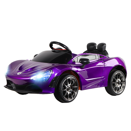 Машина на аккум.2*6V4,5Ah, с функцией водяного пара. USB, MP3, колеса пластик, сиденье кожзам, ремни безопасности, 2 двигателя*20W, свет LED, пульт д/у, двери откр.наверх. Цвет фиолетовый, лак. в Джамбо Тойз #7
