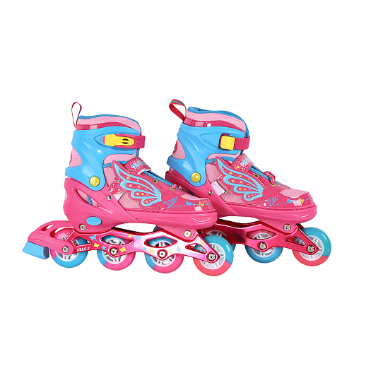 Коньки роликовые раздвижные, полиуретановые колеса, размер: 39-43, цвет: розовый в Джамбо Тойз #5