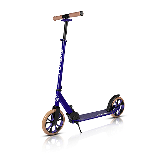 Двухколесный самокат CITYRIDE 200, ал. 50/50%, t-bar сталь, грипсы 135мм TPR, колеса PU 200/200, 86A, подножка, abec 9, сиреневый в Джамбо Тойз #10