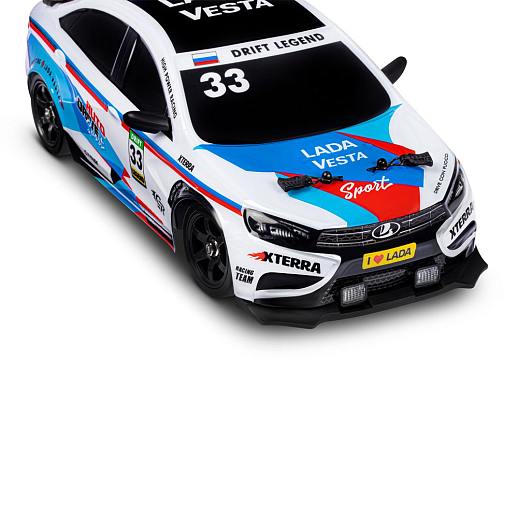 AUTODRIVE Р/У Машина для дрифта LADA Vesta с паром,1:16,2.4GHz,4WD,запасн.колеса 4шт.,свет,с аккум,в/к 31*15*15см в Джамбо Тойз #16