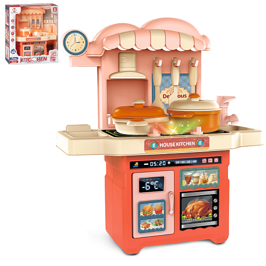 Игровой набор "Кухня"  с аксессуарами, свет, розовый, в/к 16,4х7,8х18,7 см в Джамбо Тойз