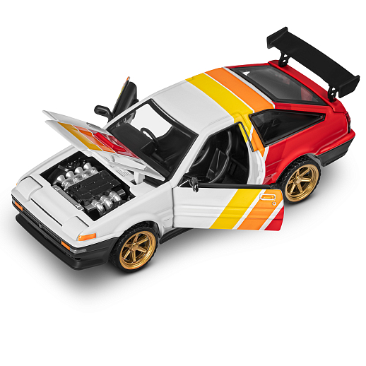 Машинка металлическая 1:37 Toyota Sprinter Trueno (AE86), белый, тюнинг, откр. двери, свободный ход колес, в/к 23,5*10*4 см в Джамбо Тойз #7