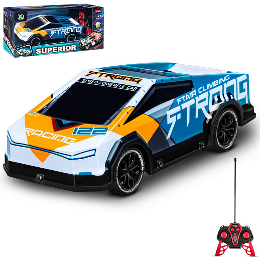 Р/у машина с 3D подсветкой корпуса, 4 канала, цвет голубой/оранжевый, в/к 30*13*13,5см в Джамбо Тойз