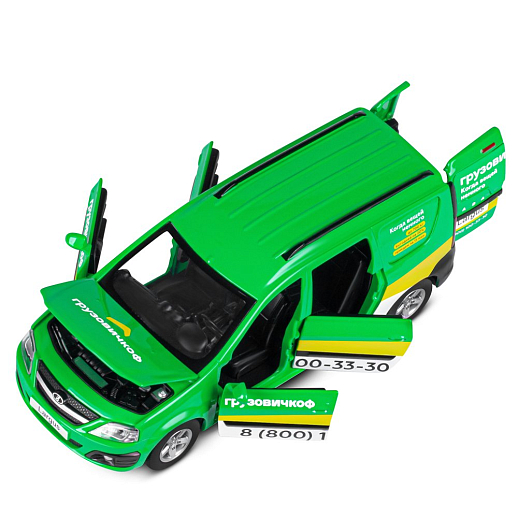 Машинка металлическая Автопанорама, инерционная, коллекционная модель LADA LARGUS, масштаб 1:24, "Грузовичкоф", свет, звук, открываются 4 двери, капот, багажник, зеленый, в/к 24,5*12,5*10,5 см в Джамбо Тойз #12