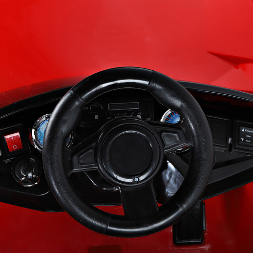 Электромобиль на аккумуляторе, колеса EVA (мягкие колеса), свет, звук, мр3, открываются двери, 115*60*50см. Цвет - красный в Джамбо Тойз #5