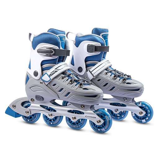 Ролики раздвижные CiTYRIDE, колеса PU, подшипники ABEC 7, алюминиевая рама, ботинок пластик, цвет Серый-синий в Джамбо Тойз #2