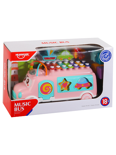 Развивающая игрушка автобус "Металлофон, сортер", цвет розовый, в/к 30*10,9*19,2 см в Джамбо Тойз #2