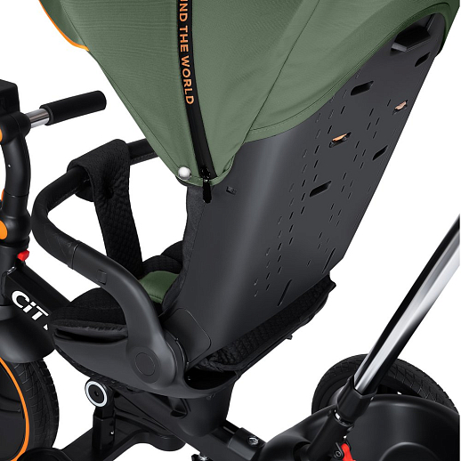 Трехколесные велосипед CITYRIDE, металл,  колеса PVC 12"/10", попрот. наколон. Сиденье с крышей,  род ручка, наклон руль, функц. фара, тормоз, корзинка в Джамбо Тойз #9
