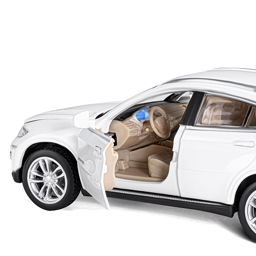 ТМ "Автопанорама" Машинка металлическая 1:32 BMW X6, белый, свет, звук, откр. двери, капот и багажник, инерция, в/к 17,5*13,5*9 см в Джамбо Тойз #12