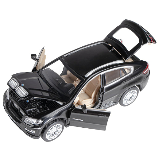 ТМ "Автопанорама" Машинка металлическая 1:32  BMW X6, черный, свет, звук, откр. двери, капот и багажник, инерция, в/к 17,5*13,5*9 см в Джамбо Тойз #11