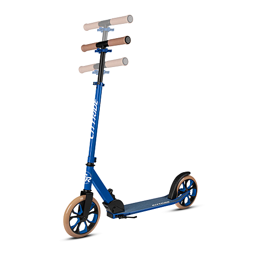 Двухколесный самокат CITYRIDE 200, ал. 50/50%, t-bar сталь, грипсы 135мм TPR, колеса PU 200/200, 86A, подножка, abec 9, голубой в Джамбо Тойз #11