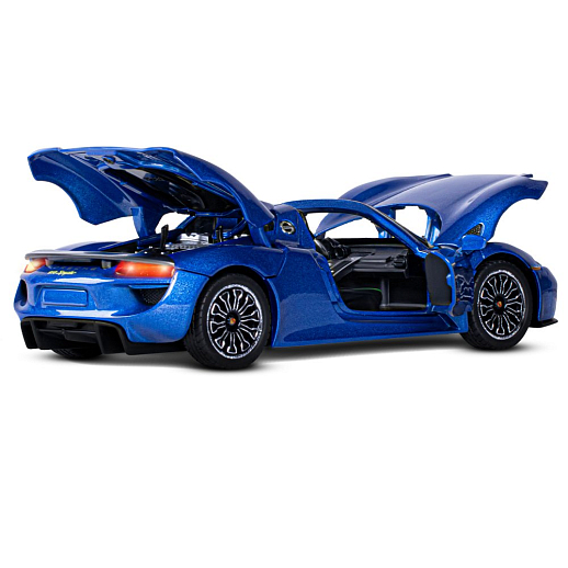 ТМ "Автопанорама" Машинка металлическая, 1:24, Porsche 918 Spyder, синий перламутр, откр. двери, капот и багажник, свет, звук, свободный ход колес, в/к 24,5х12,5х10,5 см в Джамбо Тойз #16
