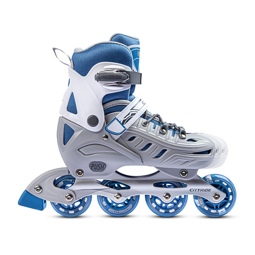 Ролики раздвижные CiTYRIDE, колеса PU, подшипники ABEC 7, алюминиевая рама, ботинок пластик, цвет Серый-синий в Джамбо Тойз #7