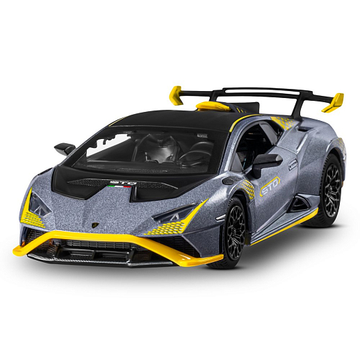 ТМ "Автопанорама" Машинка металлическая, 1:32 Lamborghini STO, серый глянец, откр. двери и багажник, свет, звук, инерция, в/к 17,5*12,5*6,5 см в Джамбо Тойз #5