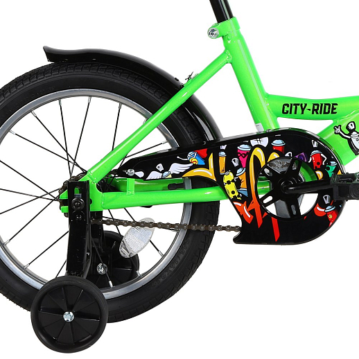 Детский велосипед City-Ride  Roadie , рама сталь , диск 16 сталь , крылья сталь, страх.колеса,  цвет Зеленый в Джамбо Тойз #3