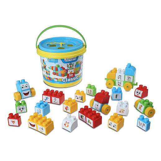 ТМ "Компания Друзей" Набор конструктора, средние детали, 36 классические детали, в контейнере в Джамбо Тойз