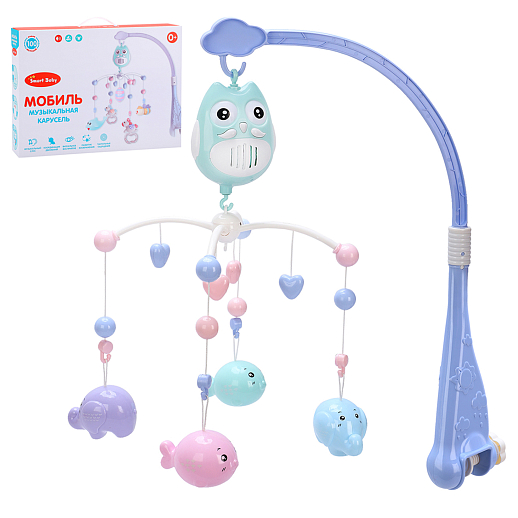 ТМ "Smart Baby" Мобиль 100 мелодий голубой  в/к 41х30х7,5см в Джамбо Тойз