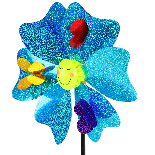 Ветерок,палочка38cм+  цветок 25 см, на цветке 3 бабочки и смайлик в серединке цветка,  в наборе 12шт в Джамбо Тойз #2
