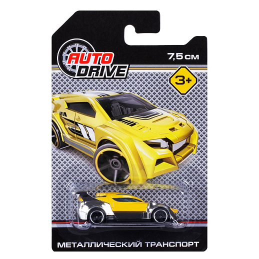 AUTODRIVE Машинка металлическая, свободный ход колес, размер машинки 3,2*7,5*2 см, блистер 10,7*16,5*3 см в Джамбо Тойз #27