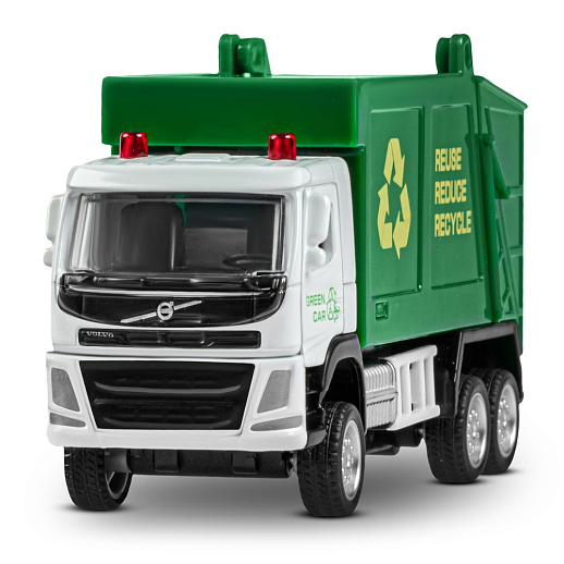ТМ "Автопанорама" Машинка металлическая 1:72 VOLVO FM мусоровоз, белый, откр. двери, инерция, в/к 16*7,5*5 см в Джамбо Тойз #3