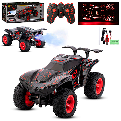 AUTODRIVE Р/У краулер с функцией пара,1:12,3D подсветка корпуса и пульта,4WD,цвет красный,в/к 38,5×21,5×18,5см в Джамбо Тойз