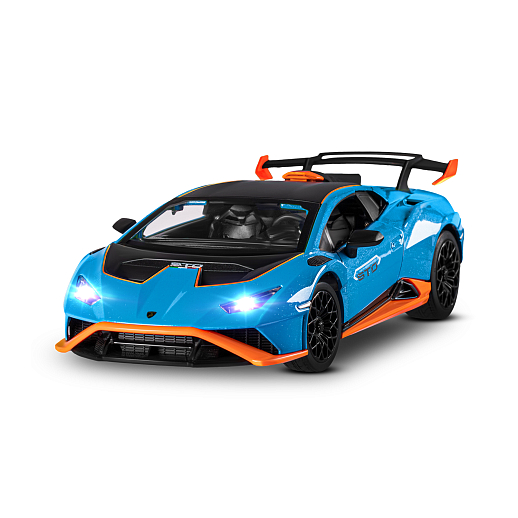 ТМ "Автопанорама" Машинка металлическая, 1:32 Lamborghini STO, голубой, принт, откр. двери и багажник, свет, звук, инерция, в/к 17,5*12,5*6,5 см в Джамбо Тойз #6