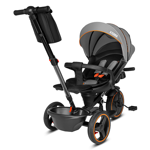 Трехколесные велосипед CITYRIDE, металл,  колеса PVC 12"/10", попрот. наколон. Сиденье с крышей,  род ручка, наклон руль, функц. фара, тормоз, корзинка в Джамбо Тойз #4