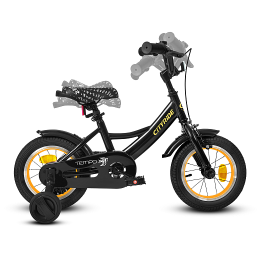 Велосипед двухколёсный CITYRIDE, модель CR-B2-04F7, рама сталь, колеса алюминий 12", цвет чёрный-оранжевый в Джамбо Тойз #10