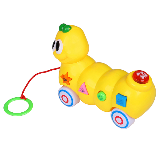 Каталка-игрушка музыкальная "Гусеница" ТМ "Smart Baby", на веревочке, мелодии В. Шаинского, учим фигуры, животных, в/к 16,5*20,5*9 см в Джамбо Тойз #5