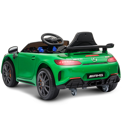 Электромобиль Mercedes Benz AMG на аккум.,12V/4.5AH*1, 380*2, Р/У 2.4GHz, свет, звук, сиденье эко-кожа, колеса EVA,откр.двери,индик.зарядки, MP3/USB, плавн.старт, в/к 111*56*29см. Цвет - зеленый. в Джамбо Тойз #4