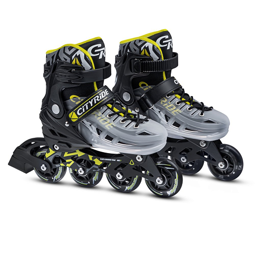 Роликовые коньки CITYRIDE, чёрный-белый полупрозрачный, PU колеса, переднее колесо со светом, подшипники ABEC 7, пластиковый мысок, в/к 5сл гофорокартон в Джамбо Тойз #2