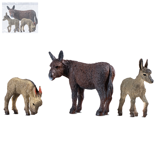 ТМ "КОМПАНИЯ ДРУЗЕЙ", серия "Животные планеты Земля", набор животных "Ослы", 3 шт, в/п в Джамбо Тойз